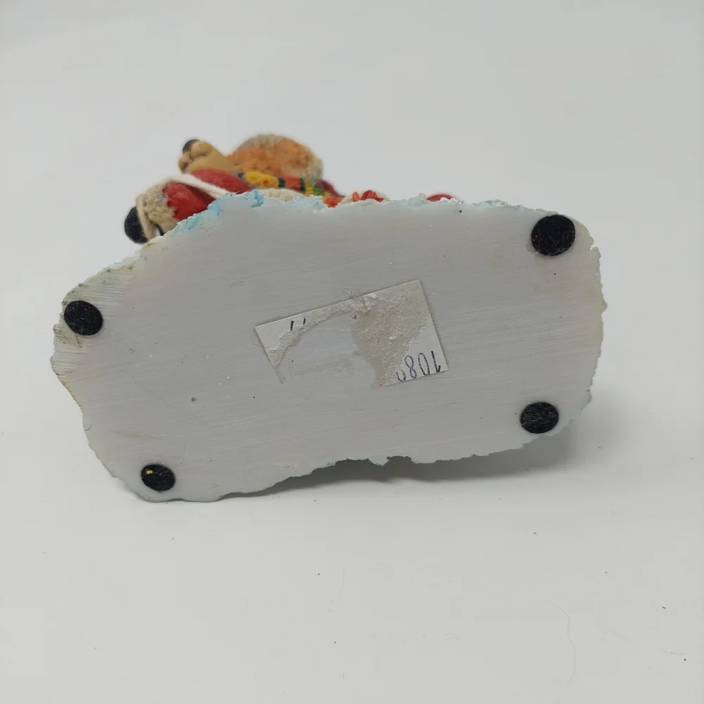Bear Sledding Santa Outfit Bundled Up Snowmen Sled Decorative Christmas Figurine